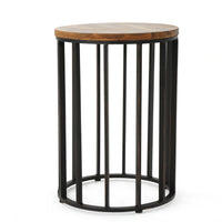 Atkins 15" Side Table Natural Metal & Wood