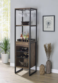 Weathered Oak And Black Wine Rack With 1 Drawer Oak Kitchen Wood Metal