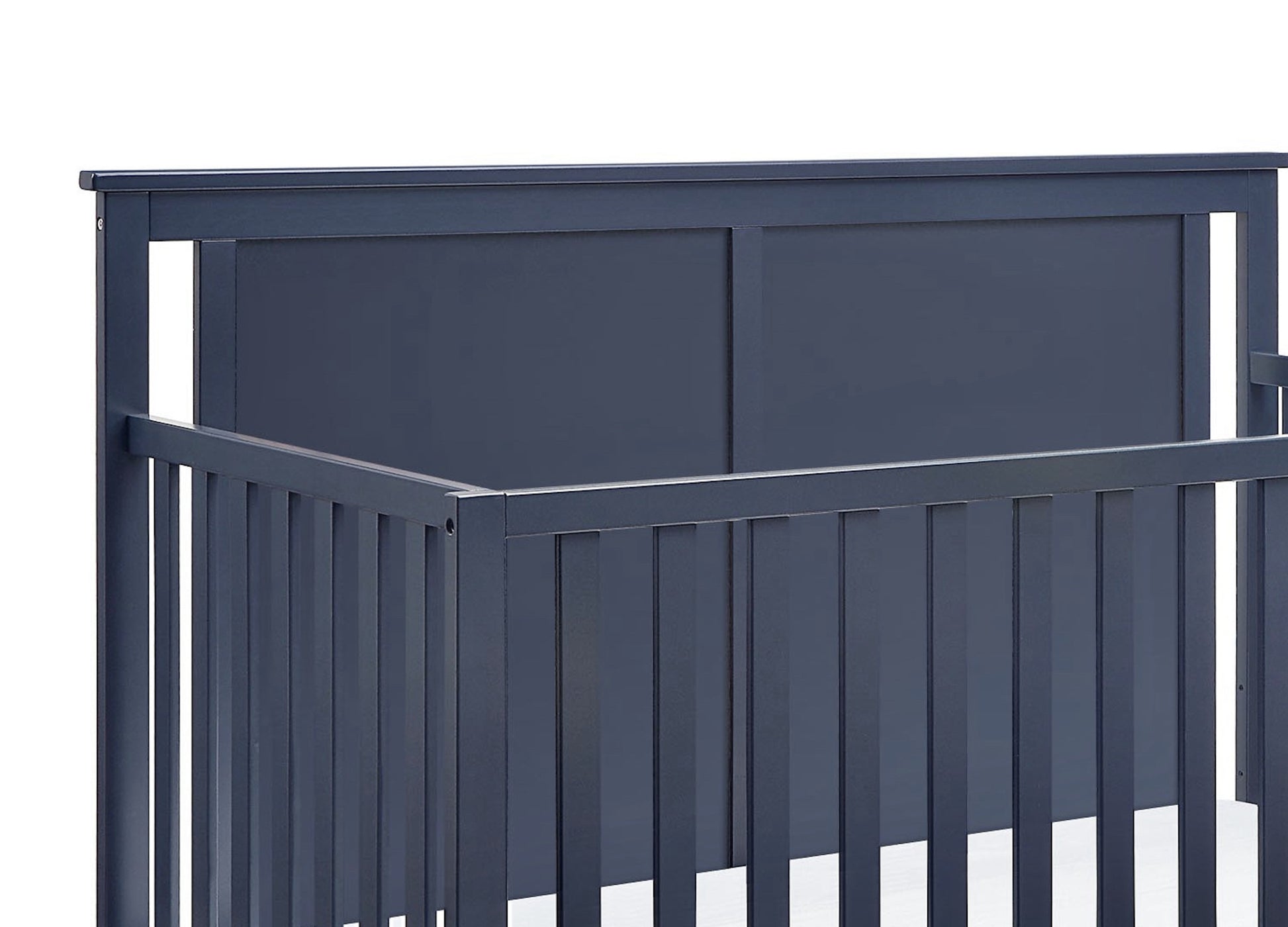 Connelly Mini Crib With Mattress Pad Midnight Blue Vintage Walnut Blue Brown Wood