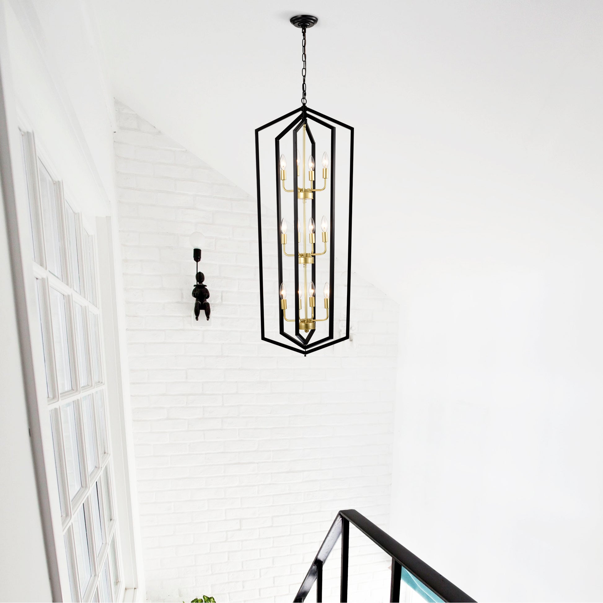 12 Light Lantern Tired Farmhouse Ceiling Hanging Light Black Chandelier Metal Modern Pendant Light Fixtures For Kitchen Island Dining Room Living Room Foyer Entryway E12 Bulbs Not Included Matte Black Ceiling Lights American Design,Luxury,Modern,Vintage