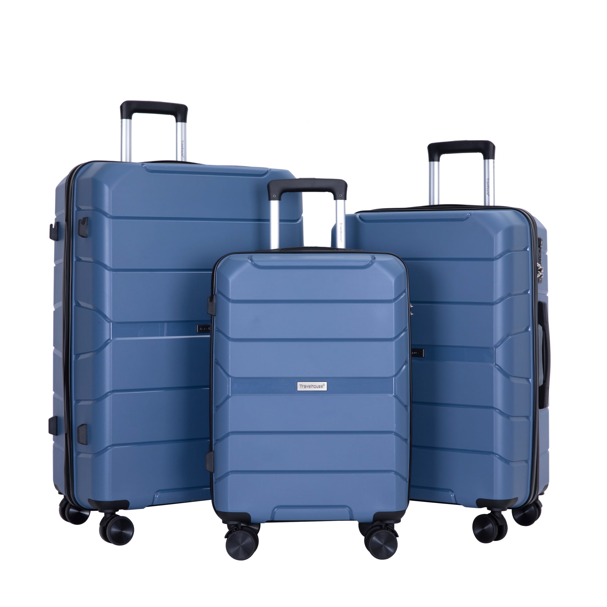 Hardshell Suitcase Spinner Wheels Pp Luggage Sets Lightweight Durable Suitcase With Tsa Lock,3 Piece Set 20 24 28 ,Blue Blue Polypropylene