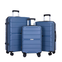 Hardshell Suitcase Spinner Wheels Pp Luggage Sets Lightweight Durable Suitcase With Tsa Lock,3 Piece Set 20 24 28 ,Blue Blue Polypropylene