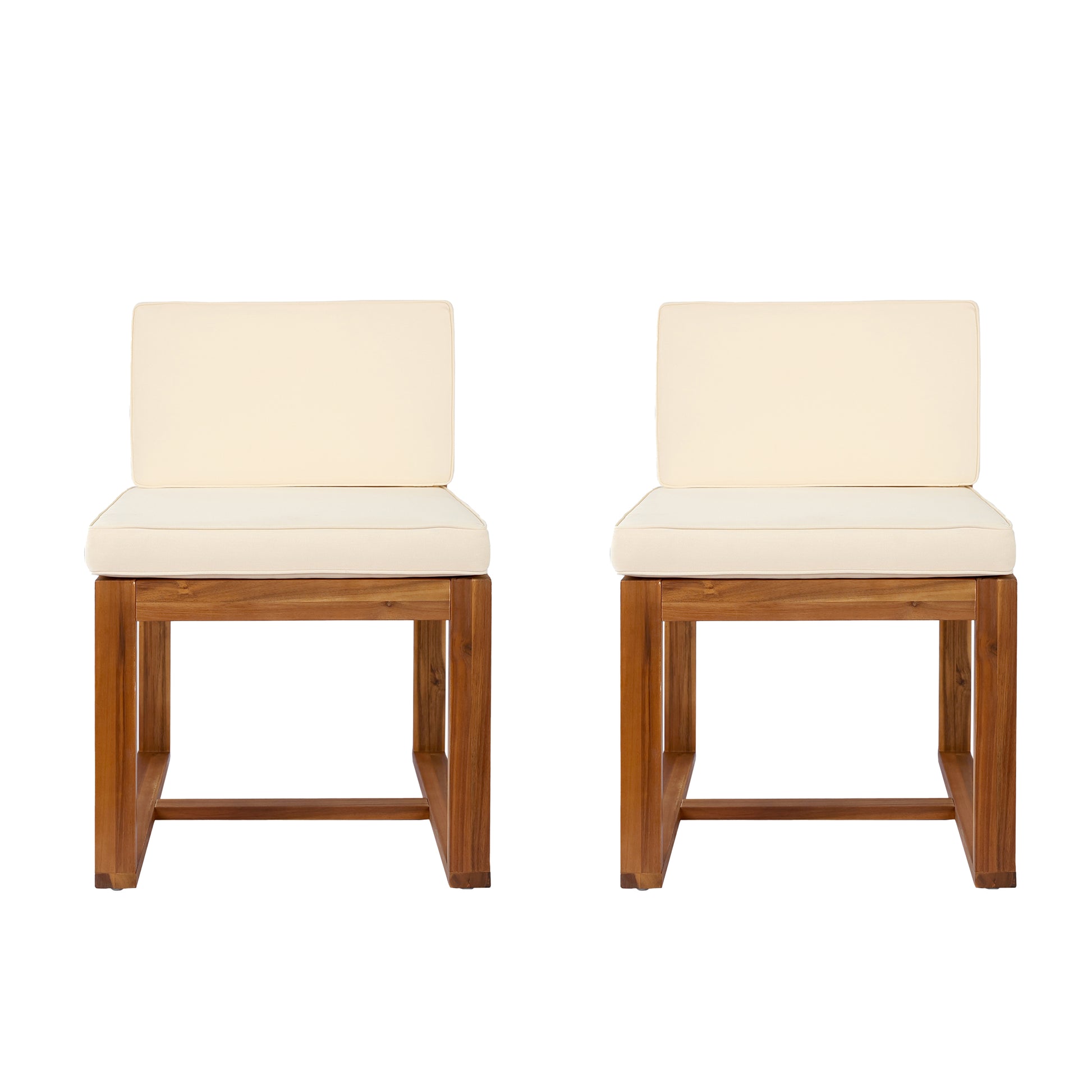 Patio Dining Chairs Set Of 2 Teak Beige Acacia Wood