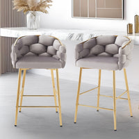 28'' Modern Counter Stools Set Of 2,Gray Counter Stools With Iron Frame,Soft Back And Cushion,Footrest,Suitable For Kitchen Bedroom Dining Room. Iron Grey Kitchen Sponge Modern Set Of 2 Fiber Foam