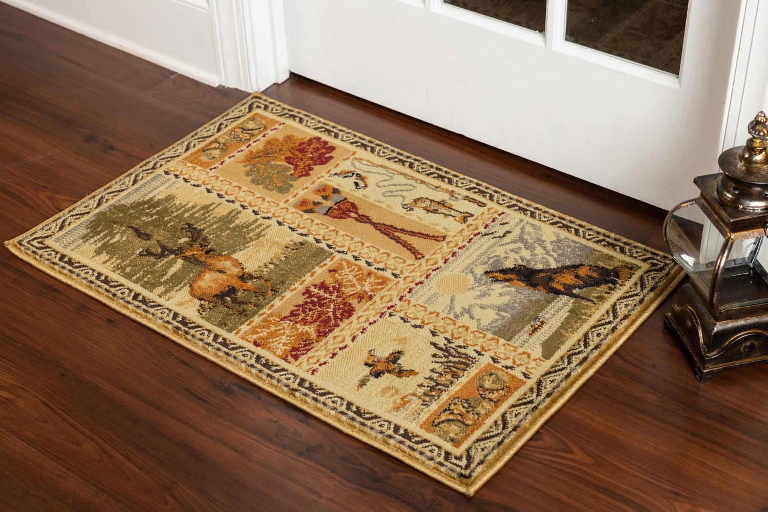 Woodland Gc Rst5401 Multi 2 Ft. X 3 Ft. Lodge Area Rug Cream Polypropylene