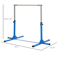 Soozier Gymnastics Bar For Kids, Adjustable Height Gym Bar, Junior Training Kip Bar For Home, Built For Kids 3 Years, Blue Blue Steel