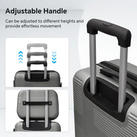 Luggage 4 Piece Set With Spinner Wheels, Hardshell Lightweight Suitcase With Tsa Lock,Checked Luggage,Silver Gray 12 20 24 28In Silver Grey Abs