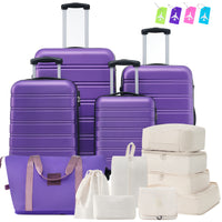 Hardshell Luggage Sets 4 Pcs Bag Spinner Suitcase With Tsa Lock Lightweight 16" 20" 24" 28" Luggages Purple Abs