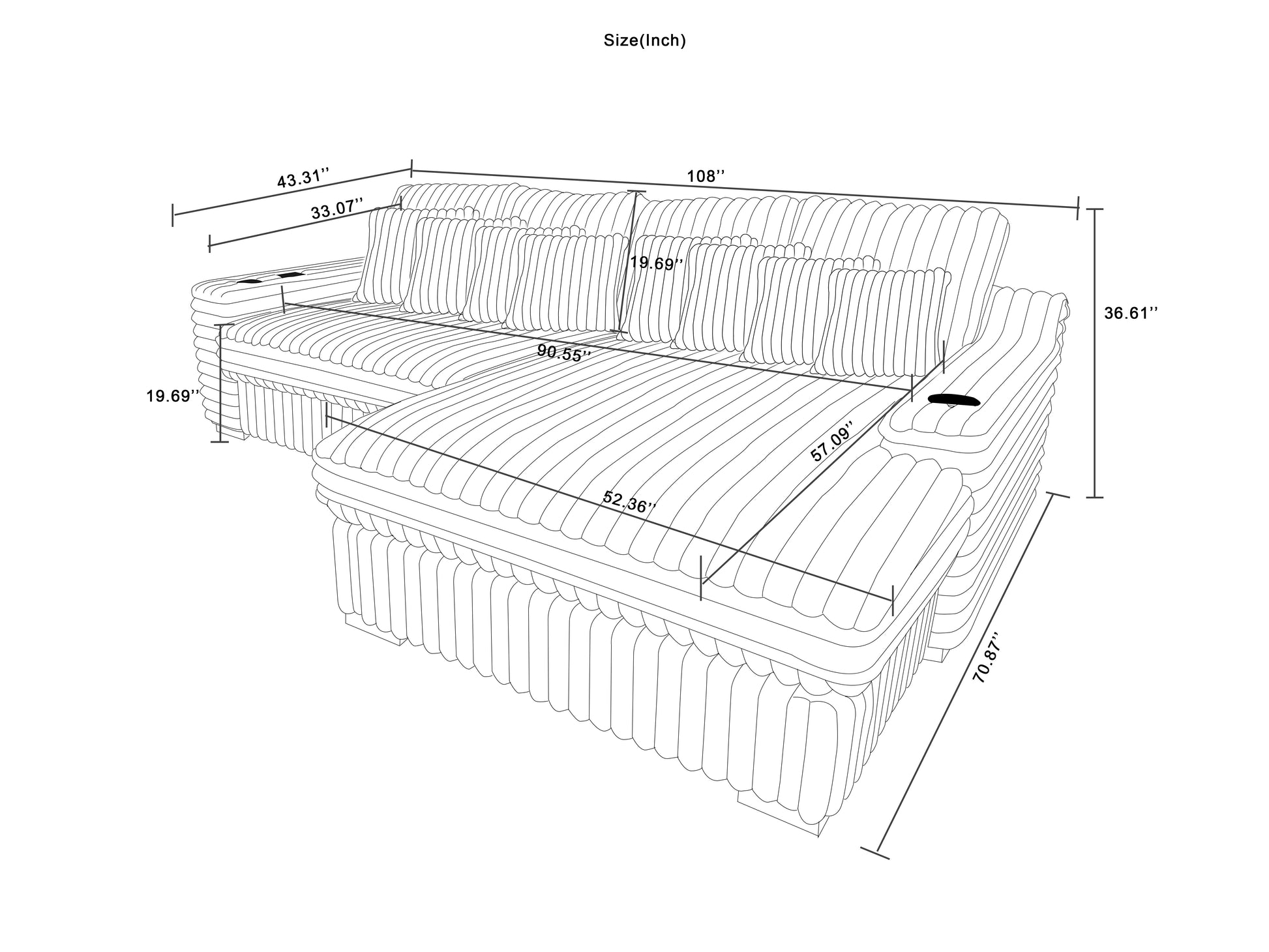 108Inch Modern Sectional Sofa L Shape Sofa With 4Pcs Back Cushions And 8Pcs Toss Pillows, Cup Holder,Bluetooth Speaker,Wireless Charger,Usb Ports For Living Room,Beige Beige Polyester Wood Primary Living Space Soft Pillow Back Modern L Shaped Pine Square