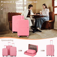 Pp Luggage Sets 3 Piece 20 24 28 , Expandable Carry On Luggage With Tsa Lock Airline Approved, Pp Materials Hard Shell And Lightweight Suitcase With Spinner Wheels Pink Pink Polypropylene