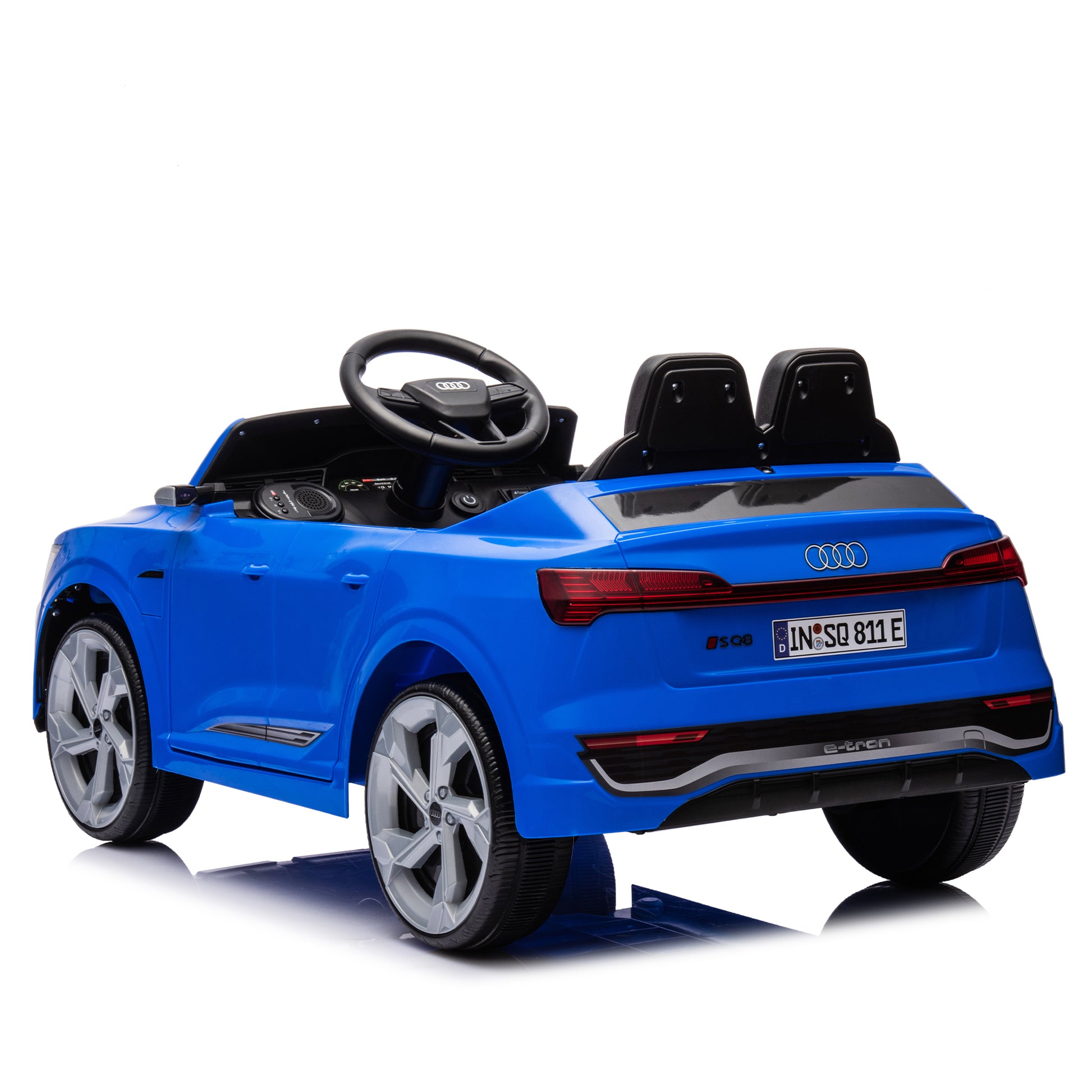 12V Kids Ride On Electric Car W Parents Remote Control,Licensed Audi Sq8 For Kids,Dual Drive,Suspension,Hanging Start,Three Speed Adjustable Music,Volume Control,Led Lights For Kids Aged 3 6. Blue