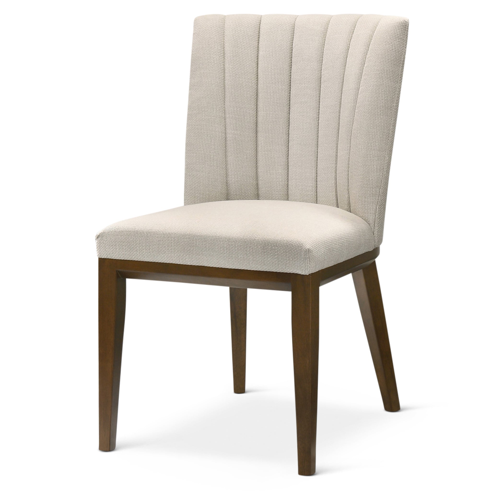 Elmwood Beige Fabric Dining Chair Set Of 2 Solid Beige,Brown,White Brown Dining Room Foam Wipe Clean Mid Century Modern Dining Chairs Solid Back 1 Foam Fabric,Solid Wood