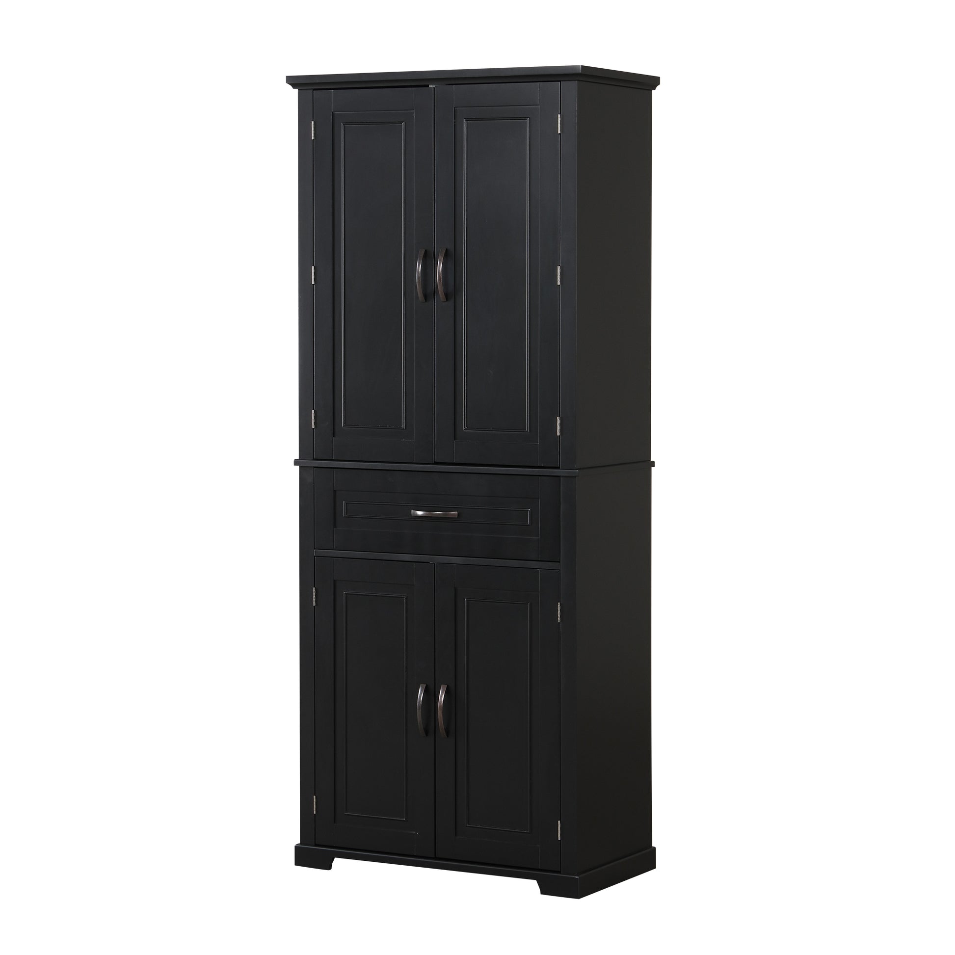 Bathroom Storage Cabinet With Doors And Drawer, Multiple Storage Space, Adjustable Shelf, Black Black Mdf