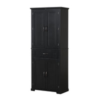 Bathroom Storage Cabinet With Doors And Drawer, Multiple Storage Space, Adjustable Shelf, Black Black Mdf