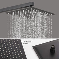 12" Matte Black Wall Mounted Rainfall Shower System With Handheld Shower Matte Black Stainless Steel