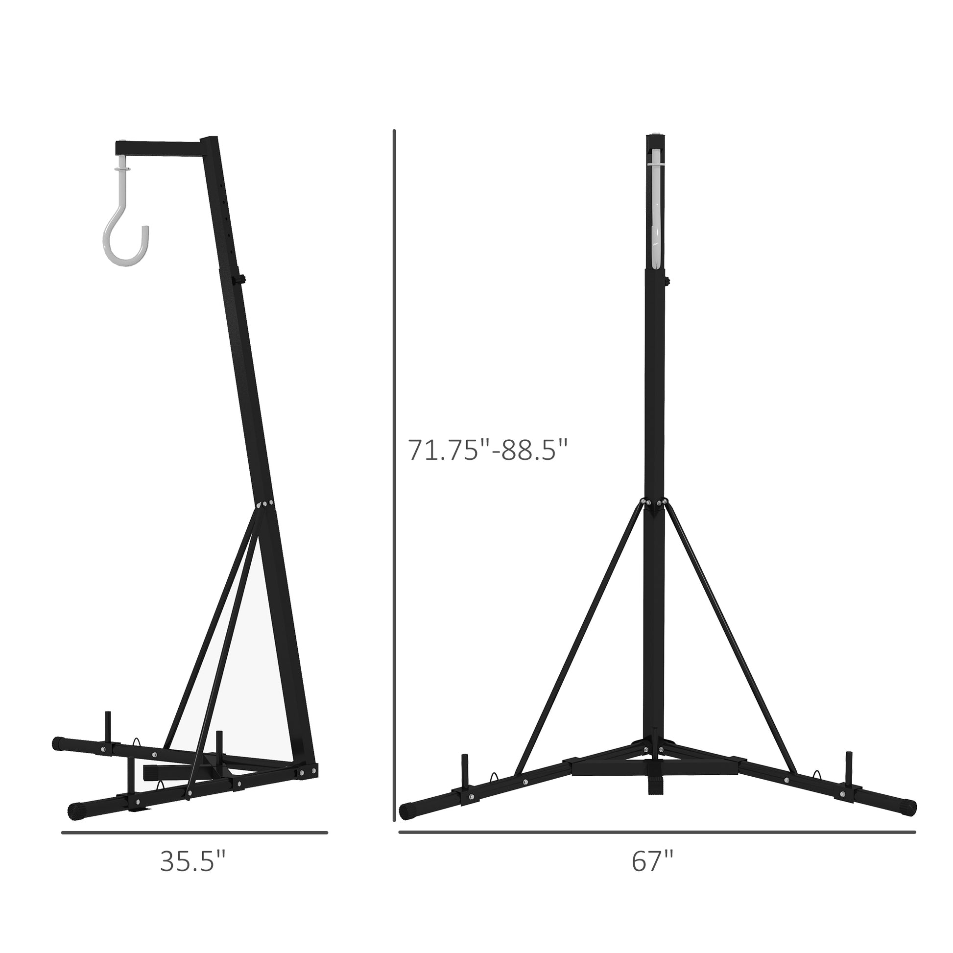 Soozier Foldable Punch Bag Stand, Height Adjustable Heavy Bag Stand With Weighted Base, Free Standing For Home Gym, Stand Only Black Steel