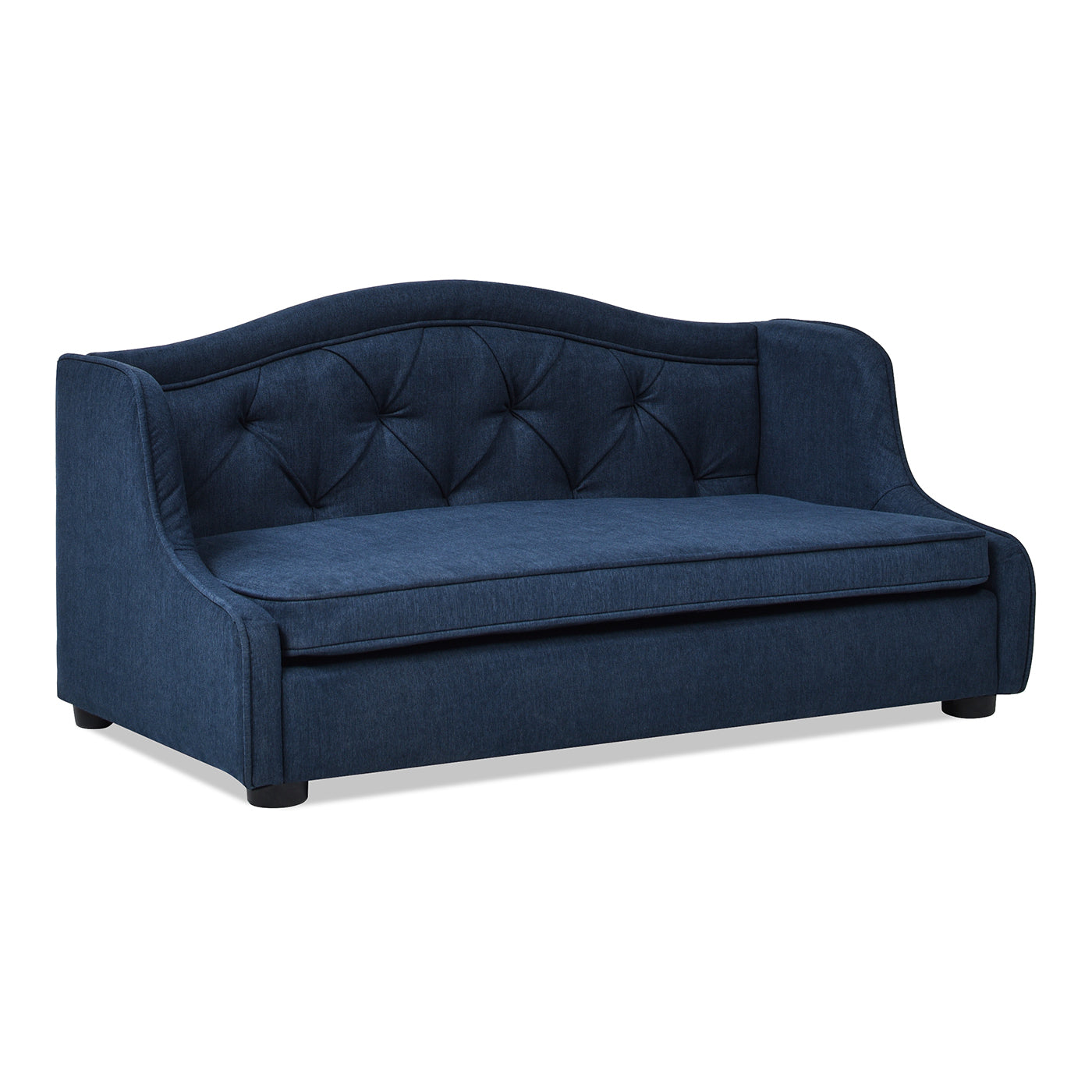 Robin 35" Tufted Wingback Pet Sofa Bed, Medium, Pacific Blue Stain Resistant High Performance Polyester Blue Foam Polyester