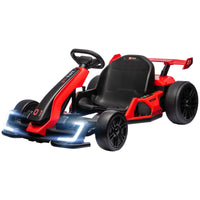 Aosom 24V 7.5 Mph Electric Go Kart With Adjustable Seat, Drifting Car Battery Powered Ride On Toy Outdoor With Slow Start, Button Start, Music, Honking Horn, Lights, For 6 12 Years Old, Red Red