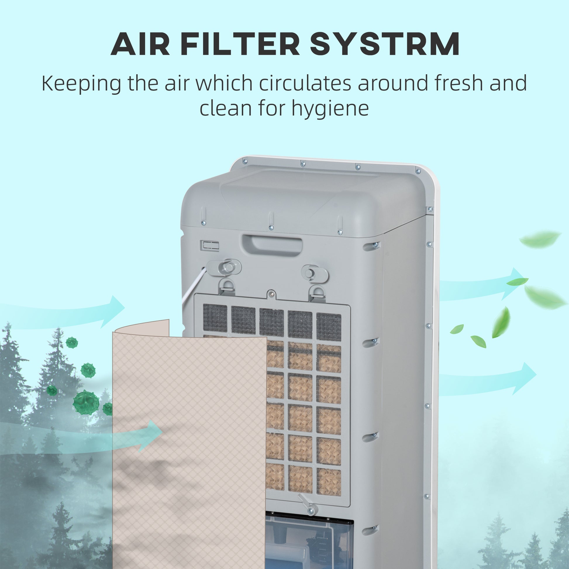 Homcom 32" Mobile Evaporative Air Cooler, 3 In 1 Ice Cooling Fan Water Conditioner Humidifier Unit With Remote, Timer, Oscillating, Led Display, 3.2Gal Water Tank For Home Office, Bedroom, White White Abs