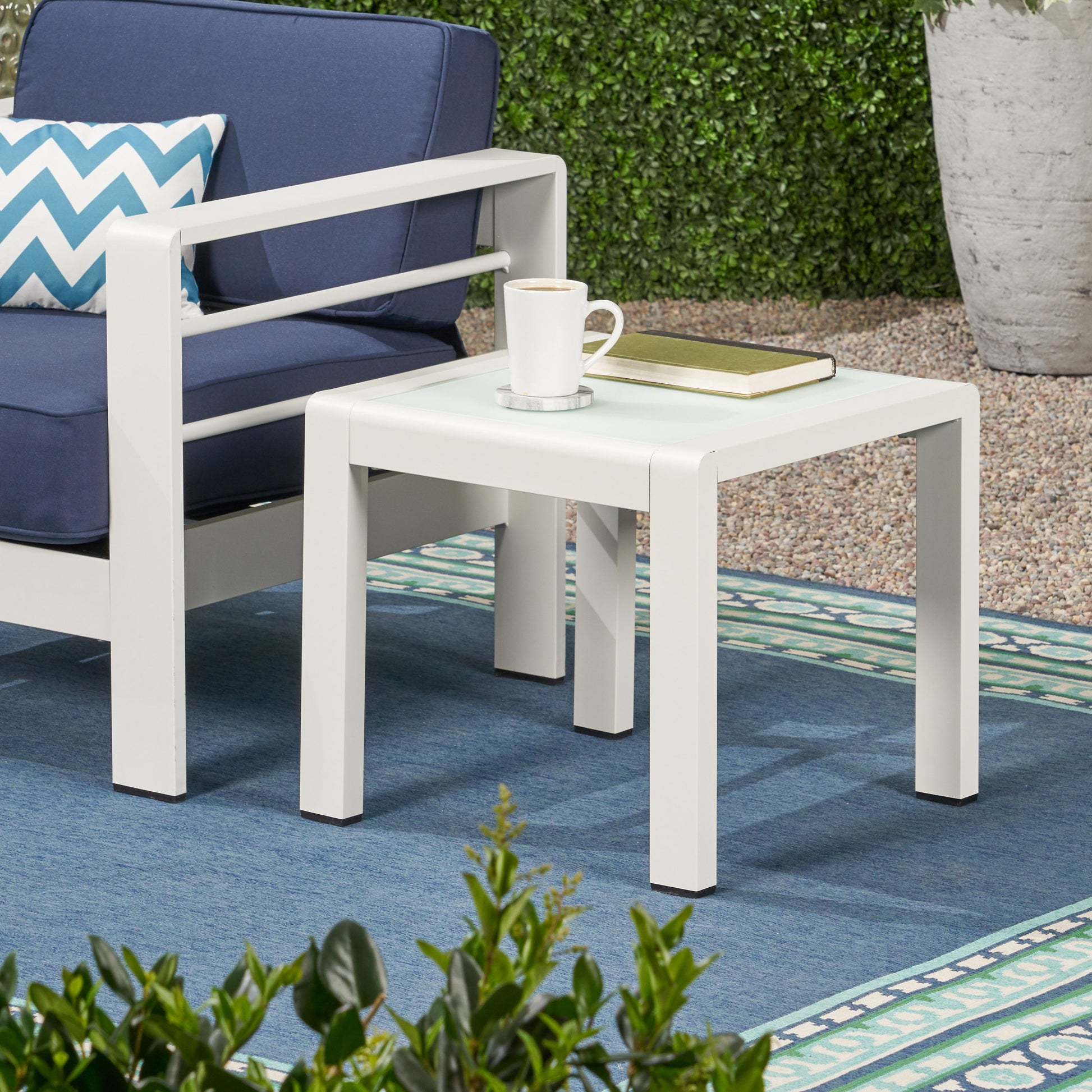 Cape Coral Side Table White Aluminium