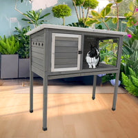 48"Wood Rabbit Hutch, Indoor Outdoor Bunny Cage With Roof And Removable Tray, Chicken Coop With Lockable Door, Guinea Pig Cage, Small Animal Houses & Habitats Grey Gray Solid Wood