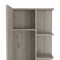 Los Angeles Corner Cabinet, Five Shelves, One Cabinet, Divisions Beige 1 5 18 To 23 In 60 In & Above Bathroom Freestanding Contemporary 5 10 Inches Melamine Particle Board