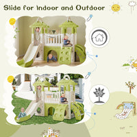 8 1 Toddler Climber And Slide Set,Kids Slide For Toddlers Age 1 , Kids Playground Climber Freestanding Slide Playset With Basketball Hoop, Play Combination For Babies,Indoor& Outdoor Green 150 199 Lbs Cute 1 To 2 Years Hdpe Indoor & Outdoor Use