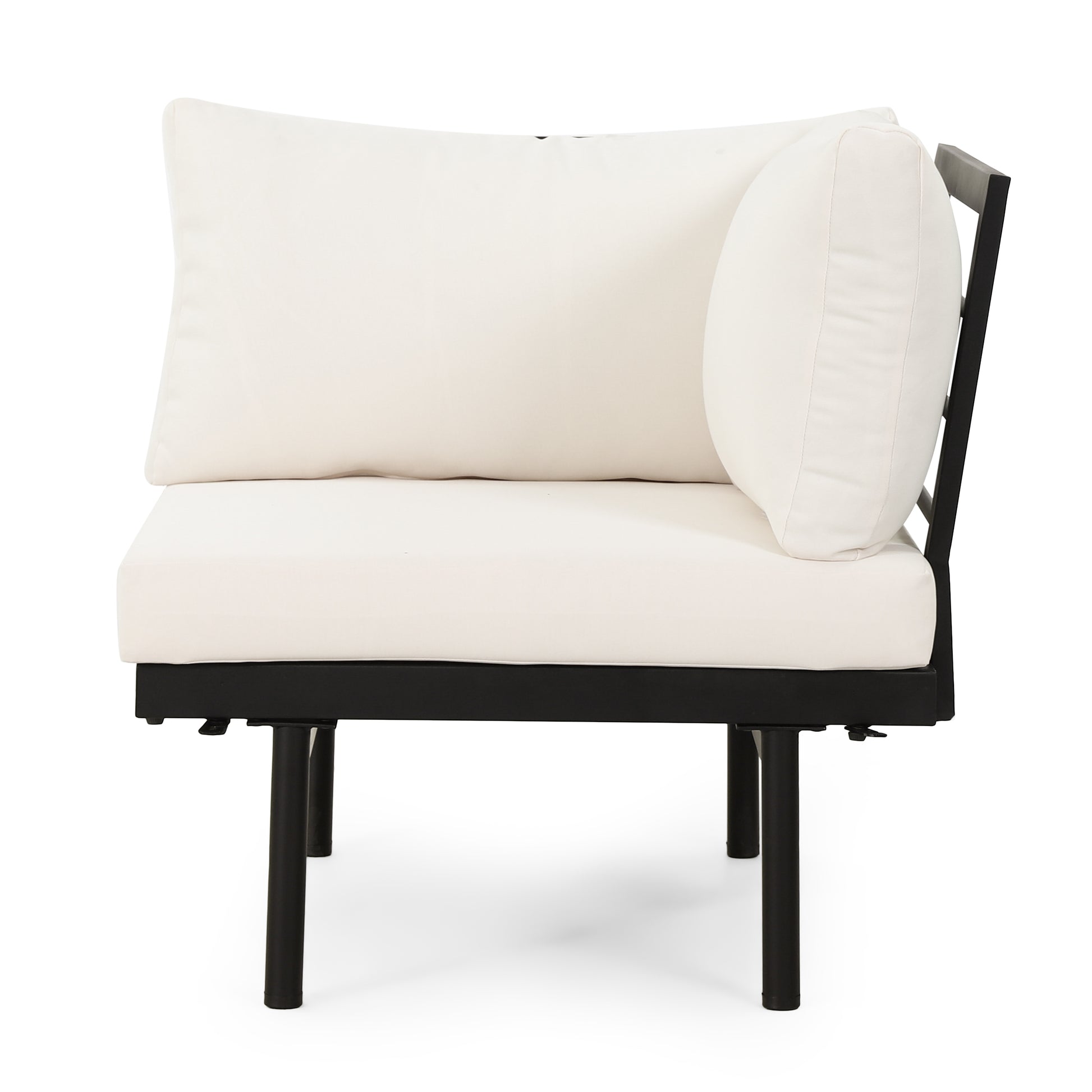 Theo 5 Seater Sectional Sofa Set With Cushions Cream Acacia Wood