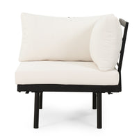 Theo 5 Seater Sectional Sofa Set With Cushions Cream Acacia Wood