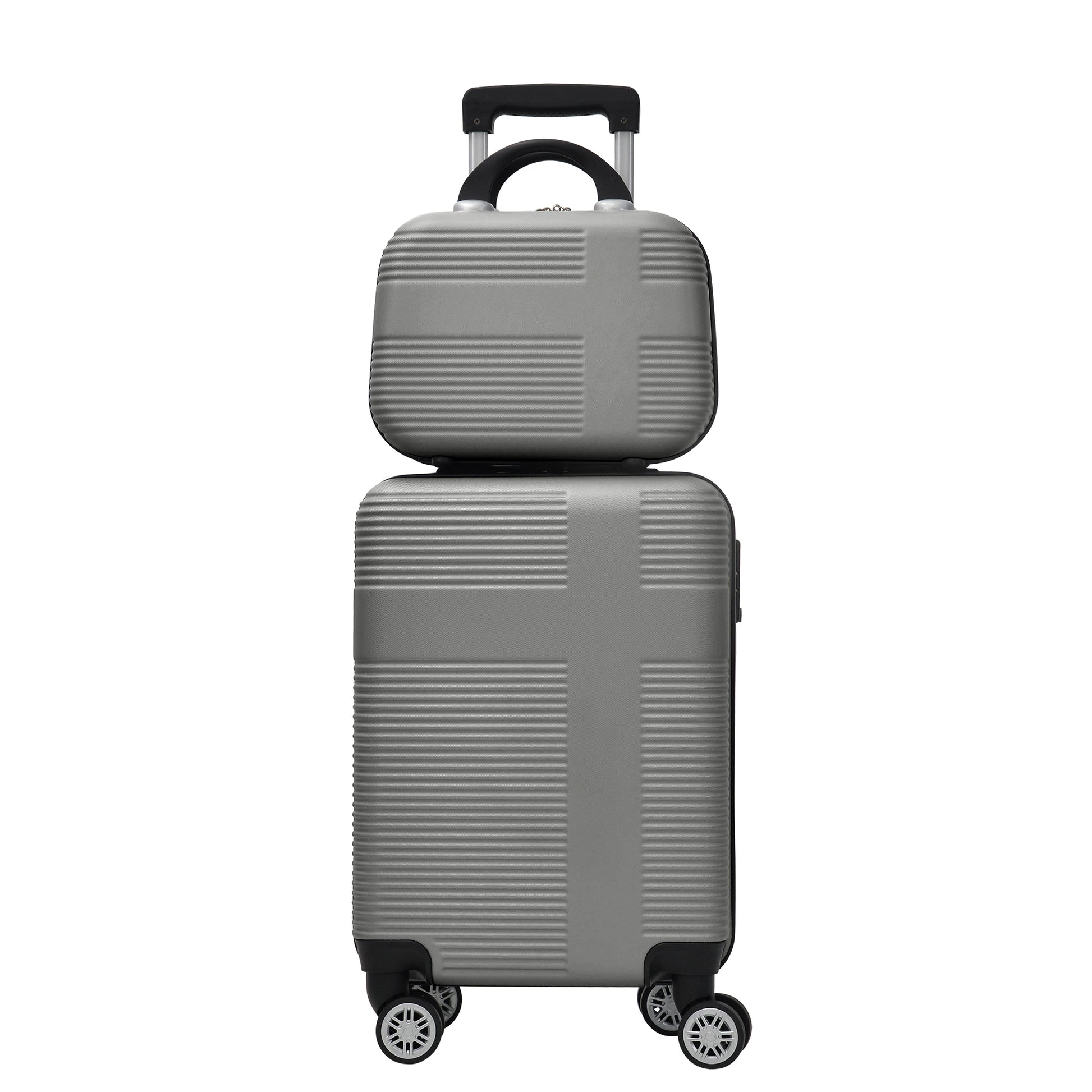 Luggage 4 Piece Set With Spinner Wheels, Hardshell Lightweight Suitcase With Tsa Lock,Checked Luggage,Silver Gray 12 20 24 28In Silver Grey Abs