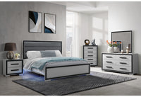 Adelaide Grey Black King Bed W Led Black Solid Wood Mdf