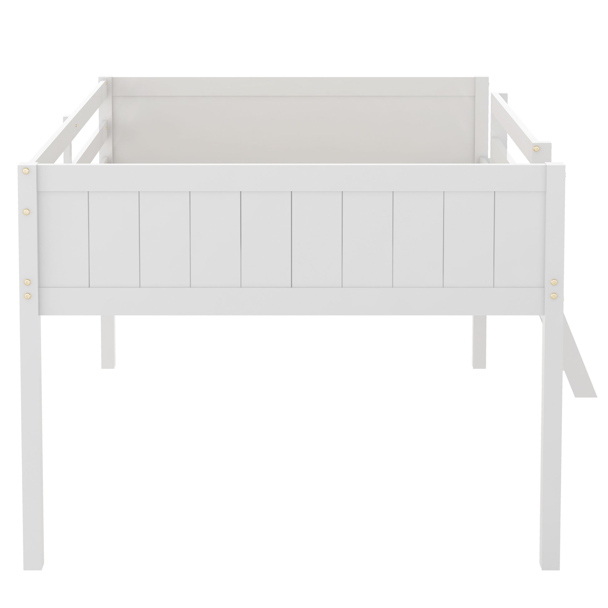 Full Size Wood Low Loft Bed With Ladder, Ladder Can Be Placed On The Left Or Right, White Oid Sku: Gx000366Aak Box Spring Not Required Full White Wood Bedroom Solid Wood Mdf