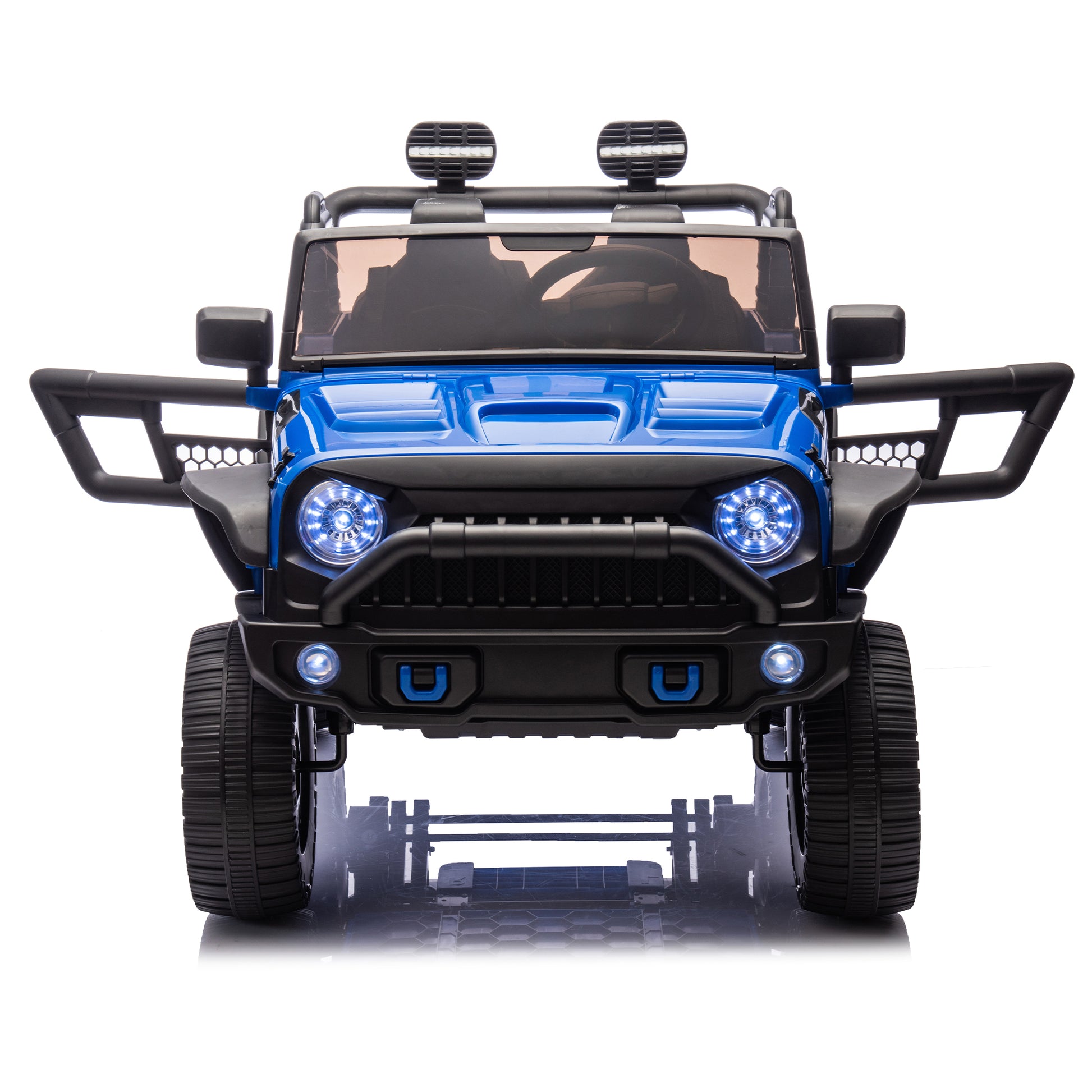 24V Two Seater Kids Ride On Truck Car W Parents Control,200W*2,Seat Width 20.28In,Four Wheel Suspension,Led Lights,Music,Mp3,Bluetooth,Two Independent Seat Belts,Suitable For Off Road For Kids Aged