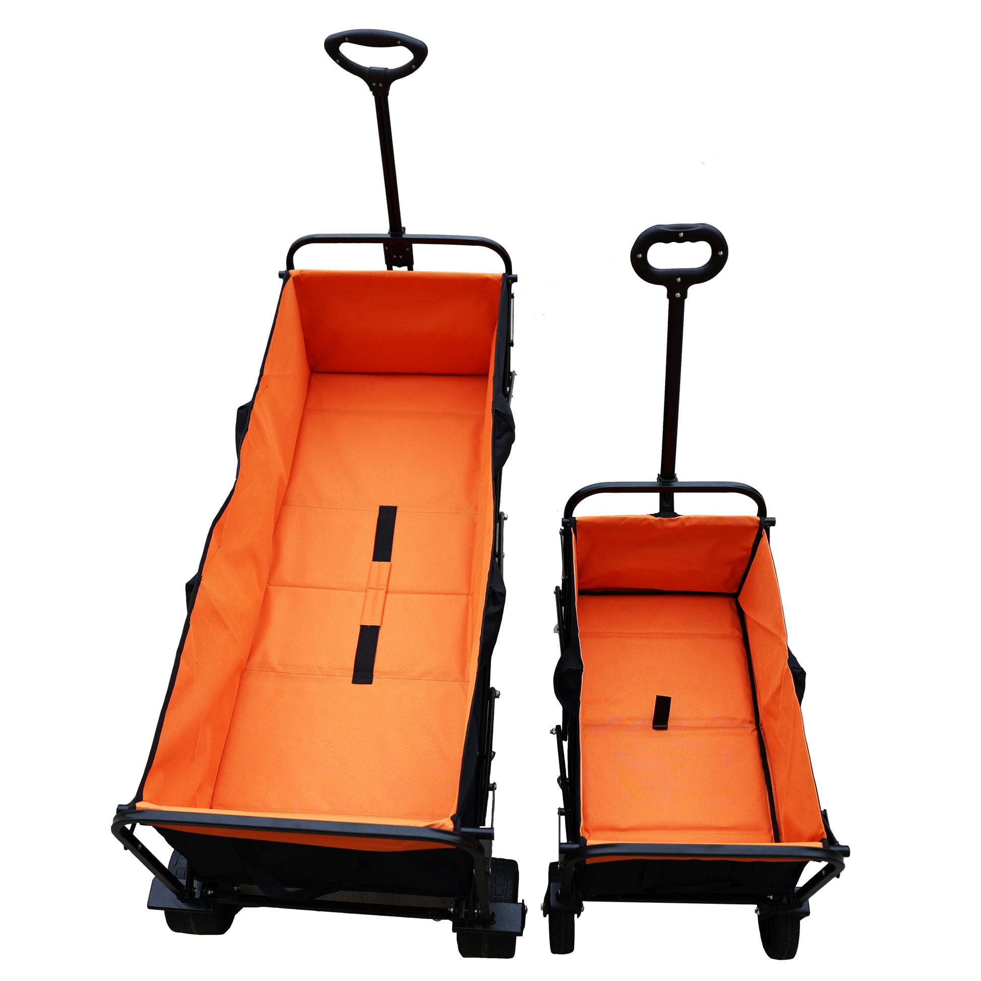 Big Large Capacity Folding Cart Extra Long Extender Wagon Cart Folding Wagon Garden Shopping Beach Cart Black Orange Black Steel