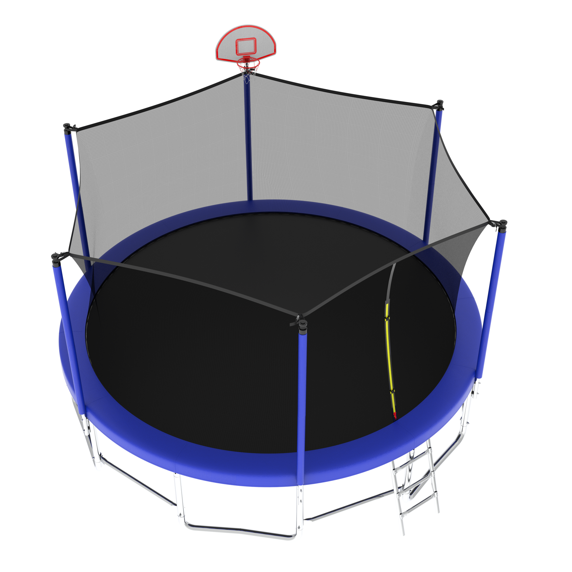 16Ft Trampoline With Balance Bar & Basketball Hoop&Ball, Astm Approved Reinforced Type Outdoor Trampoline With Enclosure Net Blue Metal