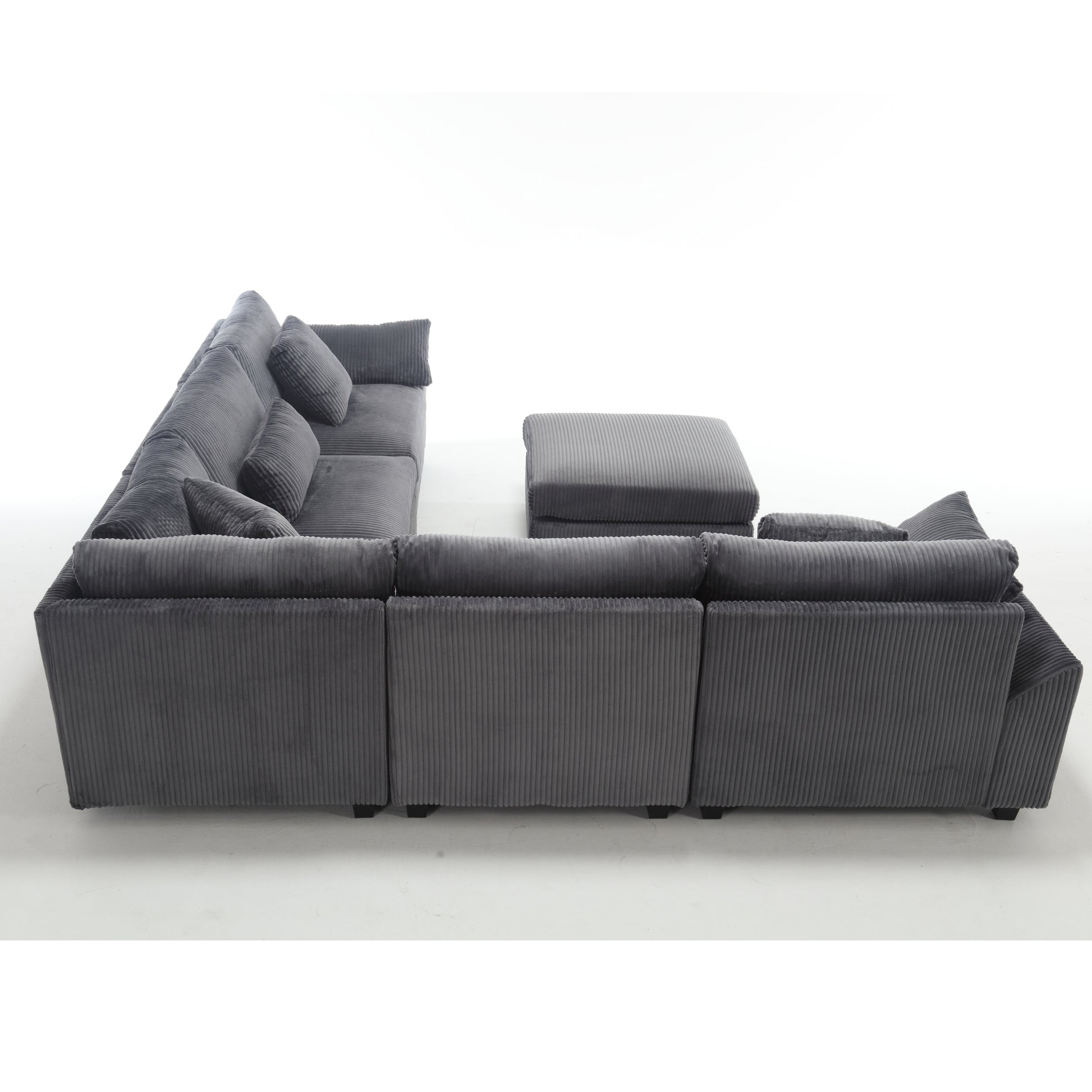 Arrival Oversized Modular Sectional Sofa Couches Set,Corduroy Upholstered Deep Seat Comfy Sofa For Living Room,Dark Gray Dark Gray Fabric 6 Seat