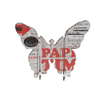 Butterfly Shaped Newspaper Print Wall Decor, Set Of 2, Multicolor Multicolor Wood Metal