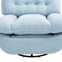 360 Swivel Recliner Adjustable Chair Chenille Glider Swivel Reclining Sofa Chair With Black Metal Round Base Blue Baby Blue Foam Upholstered