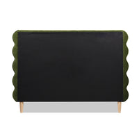 Stockholm Modern Wavy Headboard Platform Bed, Queen, Olive Green Performance Velvet Box Spring Not Required Queen Olive Green Wood Foam Velvet Velvet