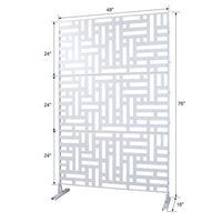Outdoor & Indoor Privacy Screen Metal Privacy Screen 76" H 48" W, Freestanding Decorative Privacy Screen For Deck Balcony Patio, Privacy Fence Panels For Outside Lawn Garden Ps103 White White Steel