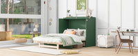 Full Size Murphy Bed With Large Drawers,Green Full Green Plywood