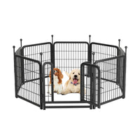 Dog Playpen 8 Panels 24" Height Heavy Duty Dog Fence Puppy Pen For Large Medium Small Dogs Indoor Outdoor Foldable Pet Exercise Pen Black Iron