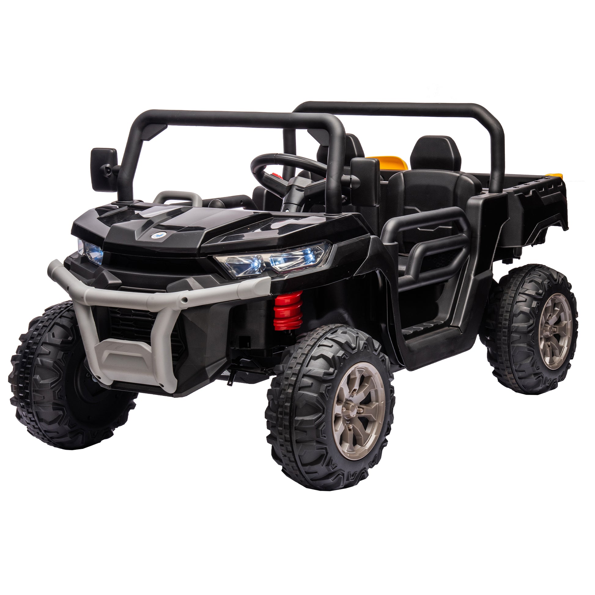 24V Ride On Truck 2 Seater Ride On Utv With 2X200W Motor Ride On Dump Truck With Dump Bed Shovel Ride On Car With Remote Control Electric Vehicle With Non Slip Tyre For Boys Girls Black Plastic