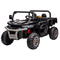 24V Ride On Truck 2 Seater Ride On Utv With 2X200W Motor Ride On Dump Truck With Dump Bed Shovel Ride On Car With Remote Control Electric Vehicle With Non Slip Tyre For Boys Girls Black Plastic