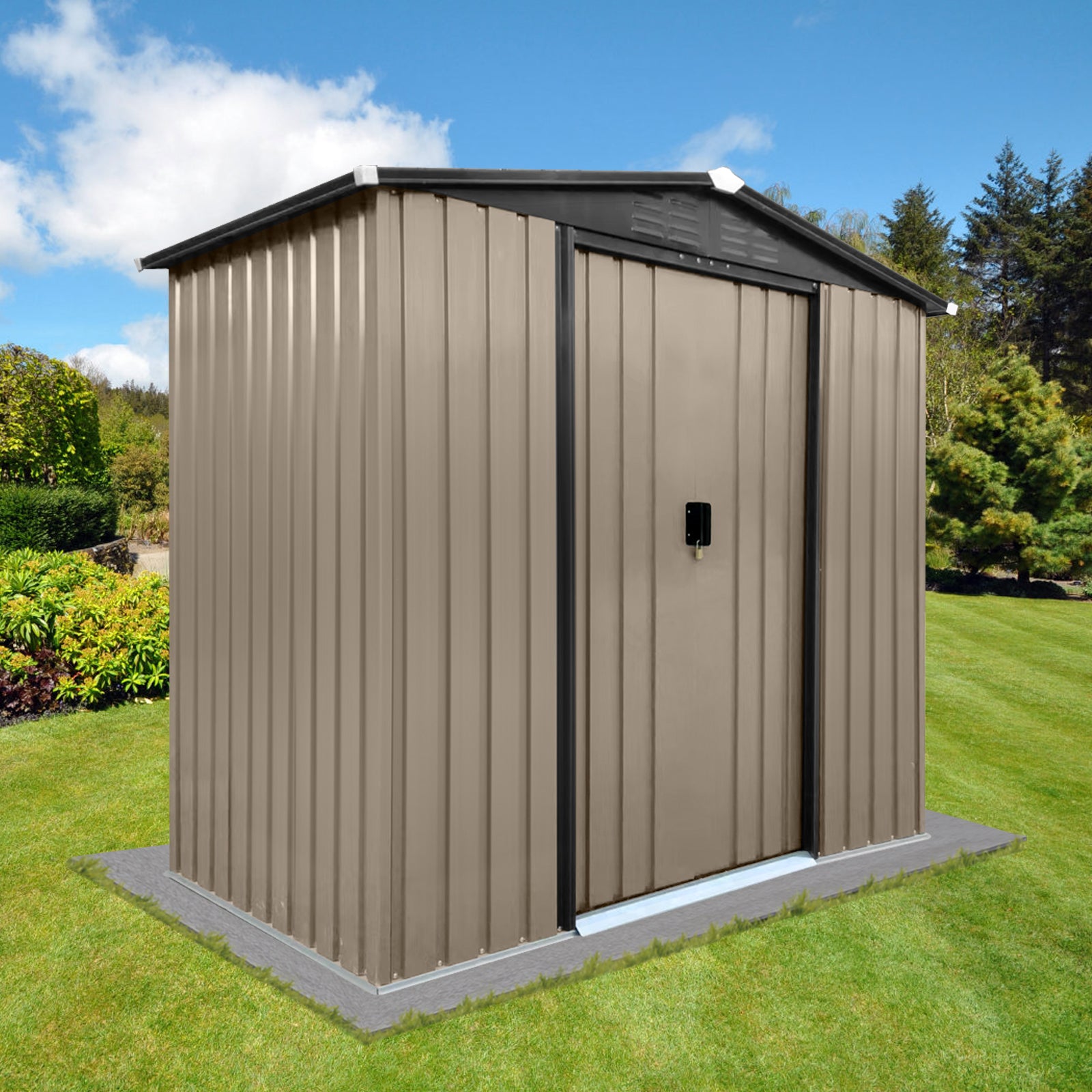 Outdoor 4Ftx6Ft Apex Roof Brown With Sliding Doors Brown Metal