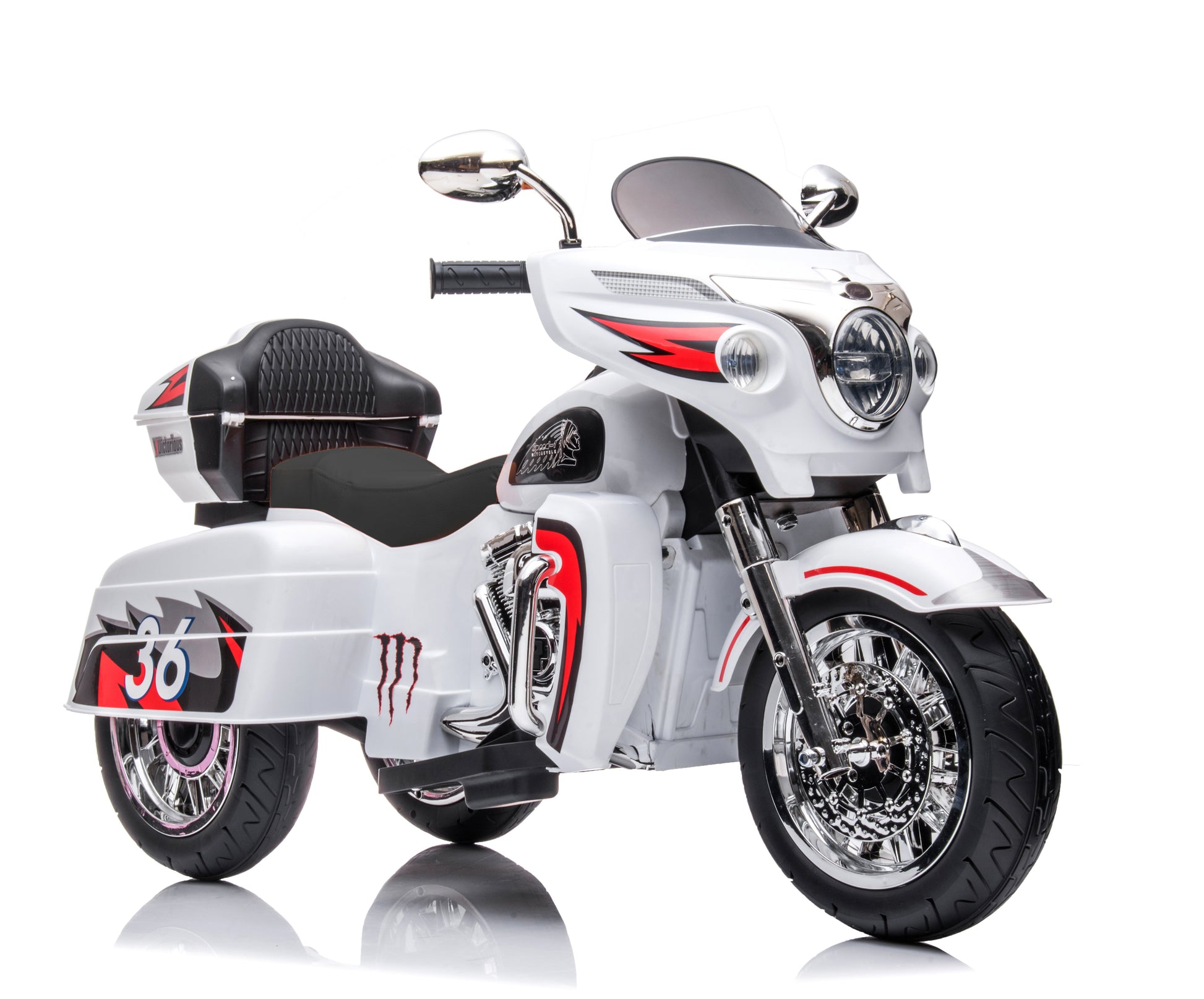 Kids Motorcycle,Ride On Motorcycle,Kids Electric Motorcycle 12V Two Seat Motorcycle For Kids, Motorbike For Kids With Key Start 3 Wheels Headlight Storage Box Two Motor Two Seat White Plastic Indoor