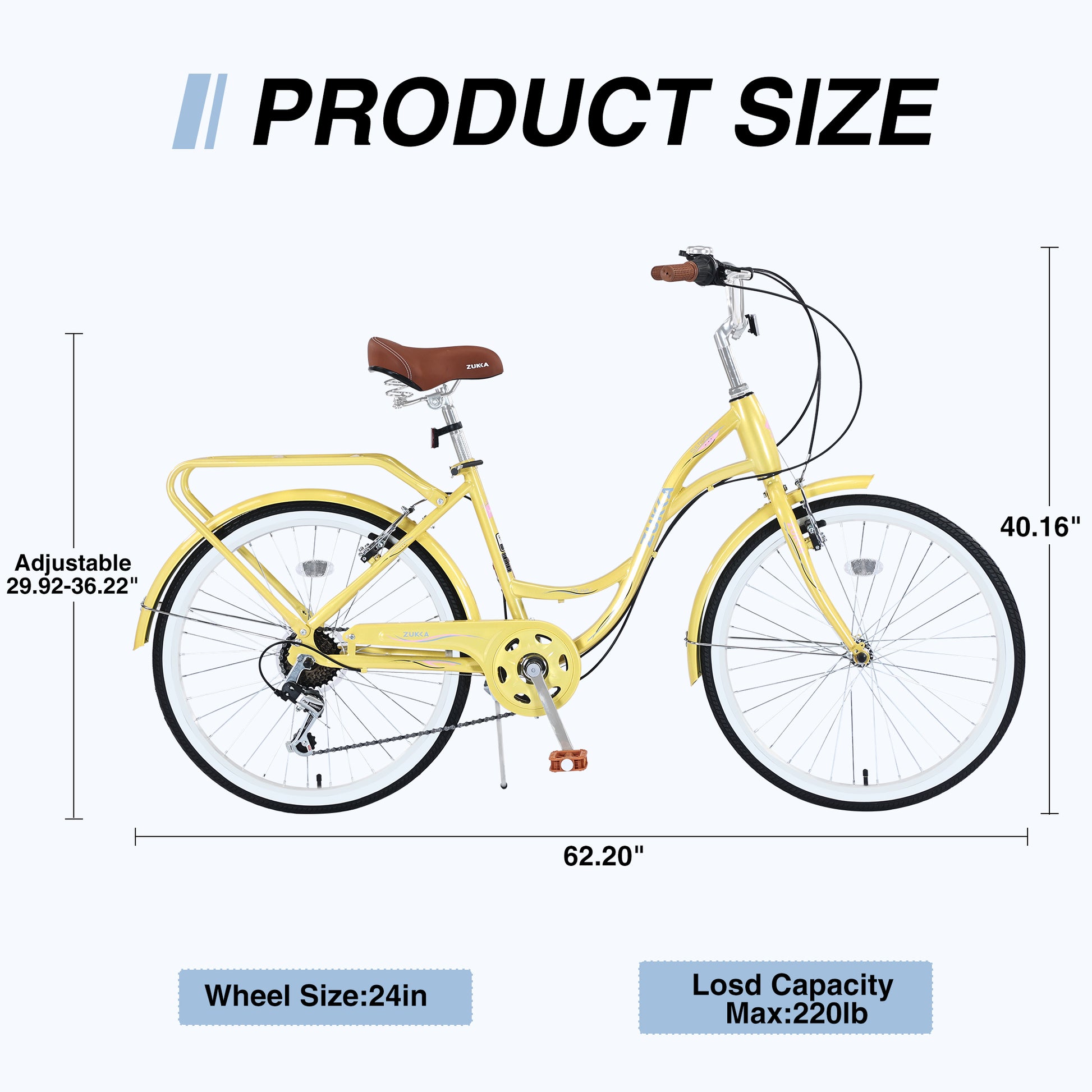 7 Speed, Steel Frame, Multiple Colors 24 Inch Ladies Bicycle Cycling Yellow Garden & Outdoor Steel