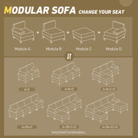 Homcom Module For Modular Sectional Sofa, Ottoman With Wood Legs And Pocket Spring For Living Room, Bedroom, Cream White Cream White Polyester