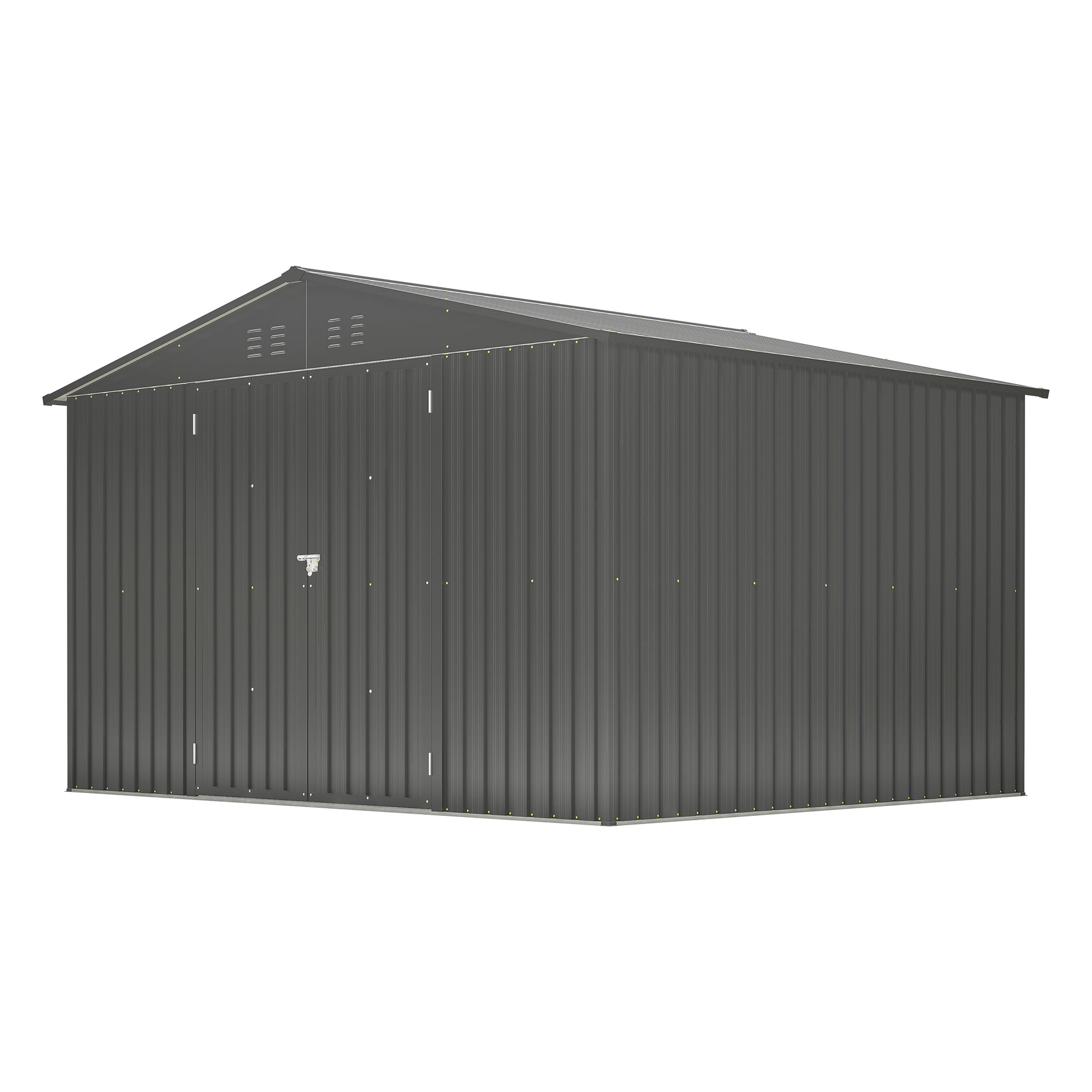 10X8 Ft Outdoor Storage Shed, All Weather Metal Sheds With Lockable Doors, Tool Shed For Garden, Patio, Backyard, Lawn, Black Black Metal