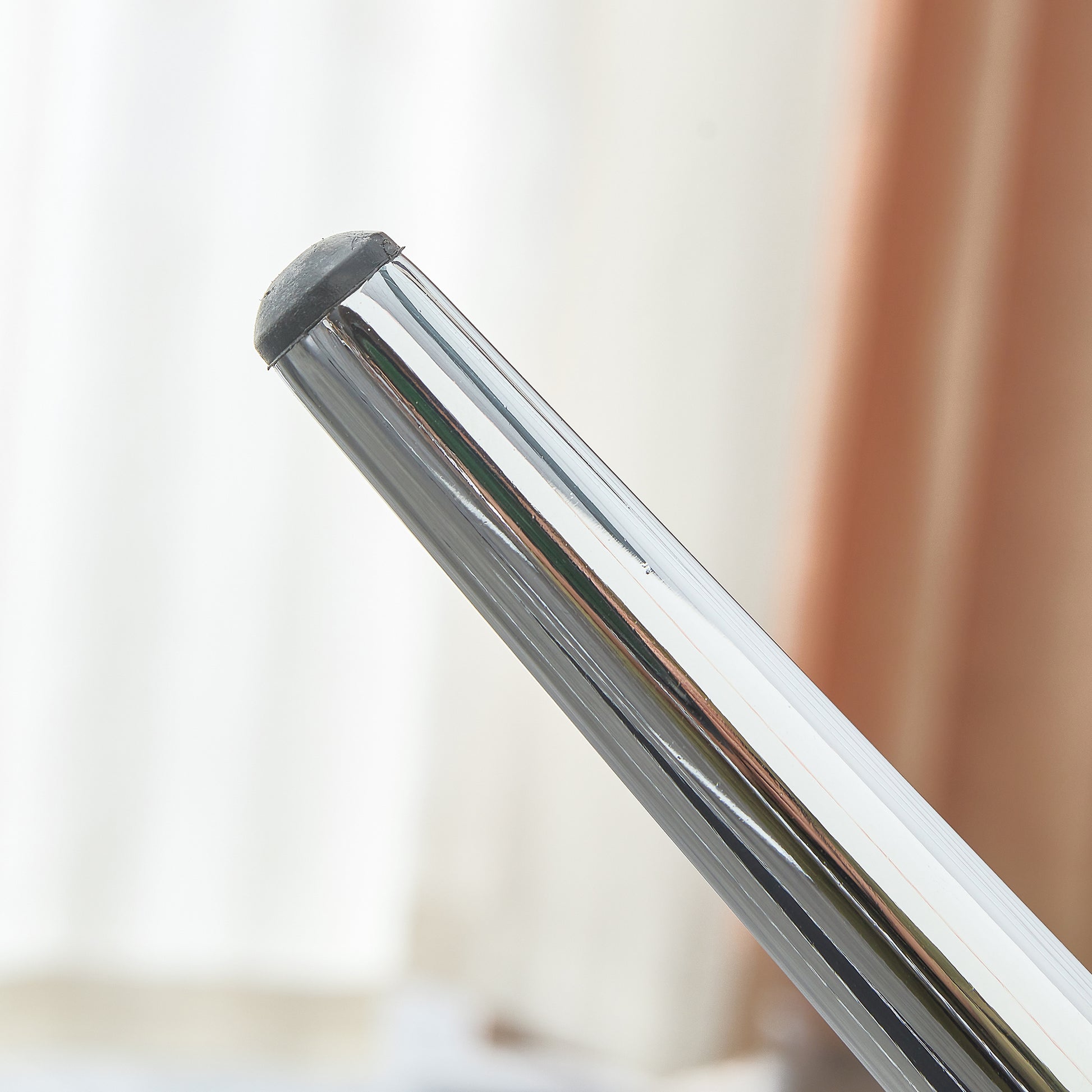 Table And Chair Set.Large Modern Rectangular Table With Brown Glass Top And Silver Metal Legs. Paired With 6 White Chairs With Checkered Armless High Back Pu Cushion And Silver Metal Legs.